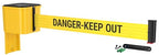 WM412 Retractable Belt Wall Mounted Yellow Crowd Control Barrier and Receiving End, 25' Danger Keep Out Belt