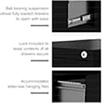 UrbanPro 3 Drawers 40.19" Vertical Black Metal Filing Cabinet Lockable Pre-Assembled Stationary Letter Size for Home, Office