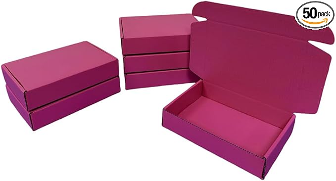 50 Pcs 11.8 x 8.5 x 2 inches Large Size Corrugated Cardboard Gift Boxes Recyclable Shipping Boxes for Packing Jewelry Ornament Gift Craft Packaging Supplier (Cranberry, 11.8 x 8.5 x 2")