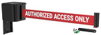 WM412 Retractable Belt Wall Mounted Smooth Black Crowd Control Barrier and Receiving End, 25' Authorized Access Only Belt