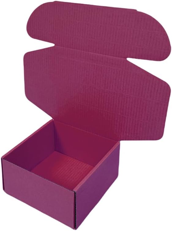 15 Pcs 6 x 6 x 3 inches Corrugated Cardboard Gift Boxes Recyclable Shipping Boxes for Mailing & Holidays, Wedding, Birthday, Gifts Packaging (Cranberry, 6 x 6 x 3")