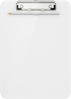 Hongri Plastic Clipboard, White 8.5x11" Clipboard, A4 Letter Size Clipboards for Nurses, Students, Office and Women, Clipboard with Pen Holder and Low Profile Clip, Size 12.5 x 9 Inch(White)