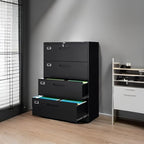 Lateral File Cabinet with Lock, 4 Drawer Large Metal Filing Cabinet,Home Office Lockable Storage Cabinet for Hanging Files Letter/Legal/F4/A4 Size-Assembly Required