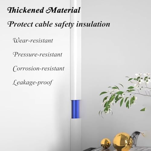 Self-Adhesive PVC Corner Cord Cover - Cable Floor Strip Protector, Wire Hider Channels for Home & Office - Durable Black Cable Management Solution (No.3)