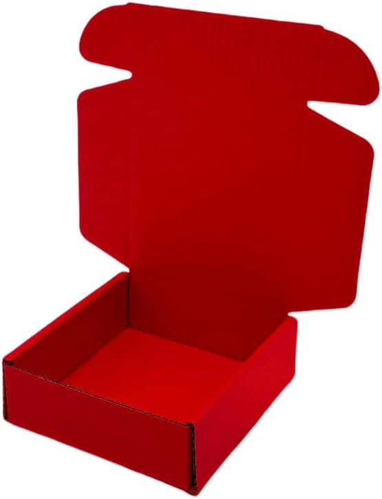 15 Pcs 6 x 6 x 2 inches Corrugated Cardboard Gift Boxes Recyclable Shipping Boxes for Mailing & Holidays, Wedding, Birthday, Gifts Packaging (Red, 6 x 6 x 2")