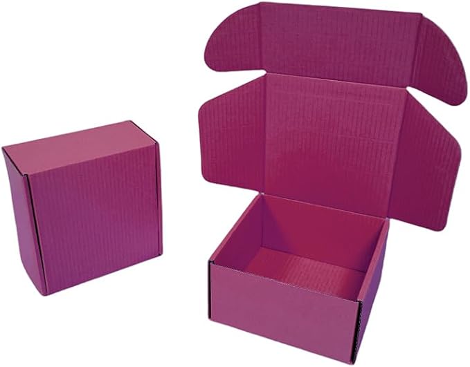 15 Pcs 6 x 6 x 3 inches Corrugated Cardboard Gift Boxes Recyclable Shipping Boxes for Mailing & Holidays, Wedding, Birthday, Gifts Packaging (Cranberry, 6 x 6 x 3")