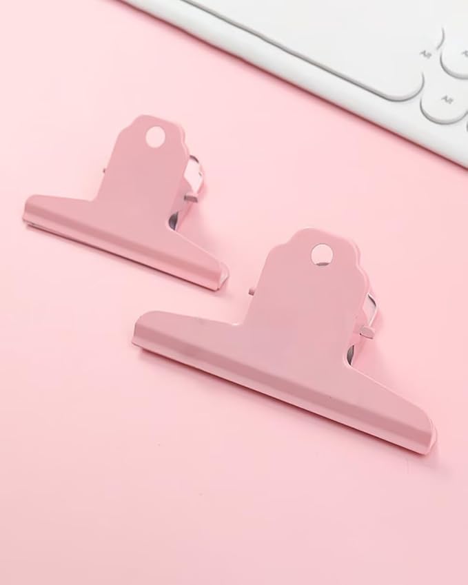 2PCS Extra Large Binder Clips Metal Bulldog Clips Large Paper Clamps Holder Chip Clips for Home School Office Drawing Bag Pink 4inch