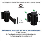 Crowd Control Warehouse - CCW Series WMB-120 Fixed Wall Mount Retractable Belt Barrier - 11 Foot, Dark Grey Belt with Stainless Steel Case