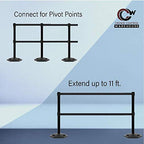 CCW Series WBB-200D - Set of 2 Retractable Dual Belt Stanchion Safety Barrier, Heavy-Duty Rubber Base Yellow Post (11 Foot Belt, Olive Belt)