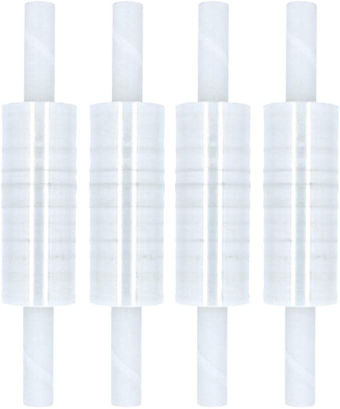 PSBM Stretch Wrap with Handles, 4 Pack, 20 Inch x 1000 Feet, 90 Gauge, Clear Plastic Cling with Extended Core Handles Built in