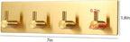 Picowe Key Holder for Christmas Wall Decorative, Adhesive Stainless Steel Key Hooks, Key Hanger Key Organizer Towel Hook Coat Hanger for Entryway Hallway Kitchen (Four Rows, Golden 1 PC)