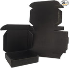 25 Pack 4x4x1'' Small Shipping Boxes, Black Corrugated Cardboard Mailers for Mailing Packaging Business (BK441-25)