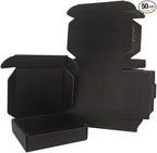 50 Pack 4x4x1'' Small Shipping Boxes, Black Corrugated Cardboard Mailers for Mailing Packaging Business (BK441-50)