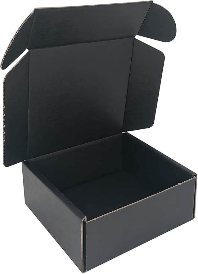 400 Pack 5x5x2'' Small Shipping Boxes, Corrugated Cardboard Mailers for Business, Black (CM552B-400)