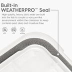 IRIS USA WeatherPro 41 Qt Storage Bins with Lids, 4 Pack, BPA-Free Plastic Gasket Box with Tight Latch and Seal, Stackable Nestable Tote Tub - Clear/Black