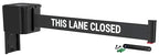 WM412 Retractable Belt Wall Mounted Smooth Black Crowd Control Barrier and Receiving End, 20' This Lane Closed Belt