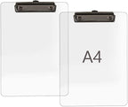 JIARI 2 Pack Clear Acrylic Office Clipboard A4 Letter Size 8.6" x 12.2" (Black)