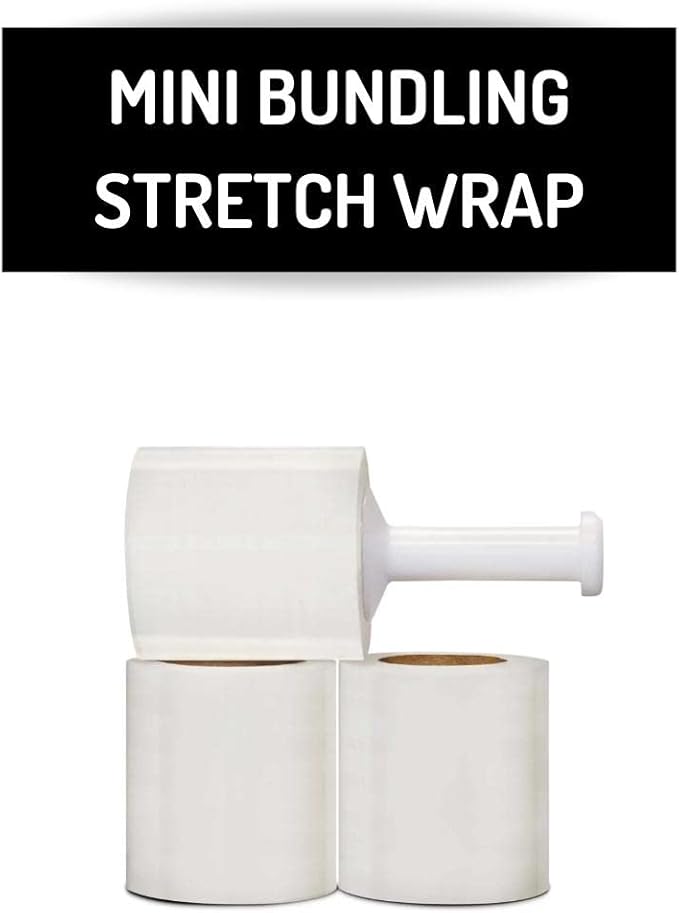 PSBM 900 Rolls 5 Inch x 1000 Feet Mini Stretch Film/Wrap with Plastic Handle, Industrial Strength Clear Shrink Plastic Wrap for Moving, Packing, Shipping, Bundling & Storage