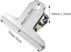 HAHIYO 3inch Silver Bulldog Clips Metal File Hinge Binder Clamps Save Space Strong Spring Jaws Rock Solid Grip Book Lay Flat Deburred Edge for Hang Photos Wall Grid Dog Food 10PCS
