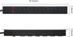 2Pack Metal Wall Mount Power Strip, Mountable Power Outlet with 6 AC Outlets, Aluminum Alloy Mount Power Socket with Switch, 15 FT SJT 3/C 14AWG Power Cord, 15A 125V 1875W (6AC)