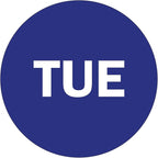 2" Round Day of The Week Blue Color Coding Dot Stickers, 500 per Roll (Tue)