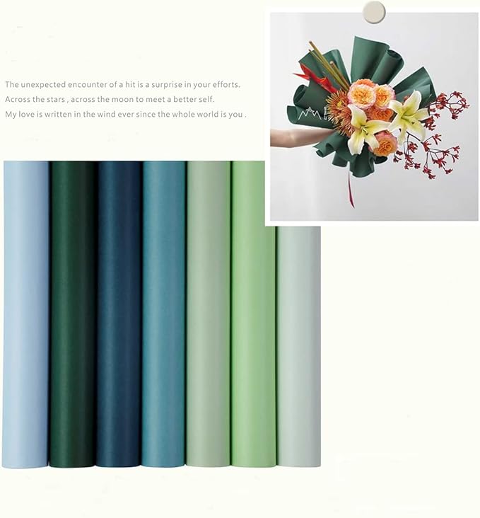Dark Green Flower Wrapping Kraft Paper Christma Gift Wrapping Paper Rolls, Waterproof Floral Bouquet Wraps for Wedding, Holiday 23.23 x 288 inches