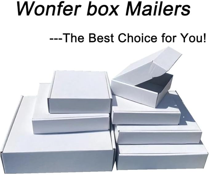 50 pack Small Shipping Box,4x4x1'',Corrugated Mailer,Wonfer Cardboard Box, White