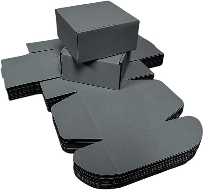 10 Pcs 9.8 x 9.8 x 4 inches Large Size Corrugated Cardboard Gift Boxes Recyclable Shipping Boxes for Mailing & Holidays, Wedding, Birthday, Gifts Packaging (Dark Gray, 9.8 x 9.8 x 4")