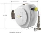 Retractable Garden Hose Reel, 5/8 in 100+6 ft, Heavy Duty Wall Mounted Water Hose Reel, Spring Power Automatic Rewind, Any Length Lock, 180° Swivel Bracket, 10 Pattern Spray Nozzle