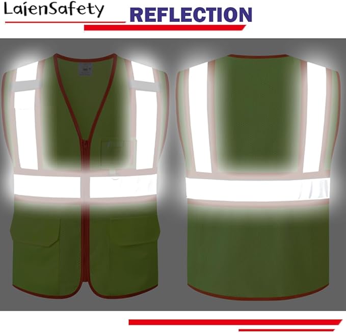 Reflective Safety Vest for Men Women with Multiple Pockets Class 2 High Visibility Mesh Vest Hi Vis Construction Work Vest,Meets ANSI/ISEA Standards(EK1-178-Yellow-3XL)