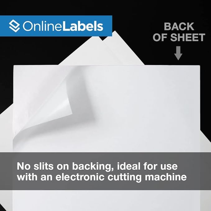 Removable Sticker Paper, White Matte, 100 Sheets, 8.5 x 11 Full Sheet Label, Inkjet or Laser Printer, Online Labels