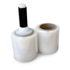 IDL Packaging 5" x 1000' Stretch Wrap Mini Roll of 80 Gauge (Pack of 2 Rolls) with Plastic Reusable Handle - Extra Sticky Clear Stretch Wrap Film - Tear-Resistant Plastic Wrap for Moving