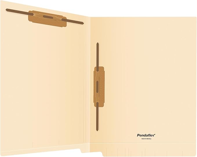 Pendaflex End Tab Fastener File Folder, Manila Folders with Two 2" Bonded Prong Fasteners, Reinforced Straight Cut Tabs, 50 Per Box (44710)