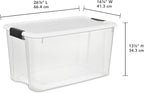 Sterilite 24-Pack Ultra Latching Box, Storage Bins with Lids, Clear Plastic, 70 Quart - Heavy-Duty Organizing Containers for Closet, Bathroom, and Office