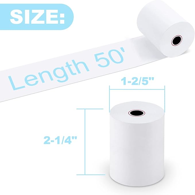 RyhamPaper 500 Rolls Thermal Receipt Paper, Thermal Paper 2 1/4" x 50' Pos Receipt Paper, Cash Register Rolls