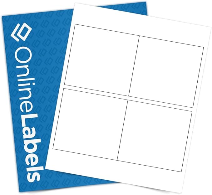 OnlineLabels 4" x 4" Square Labels - Permanent Adhesive, White Matte - Great for Product Labels, Organization, Jars, & More - for Inkjet & Laser Printers - Pack of 100 Labels, 25 Sheets, OL3027WX