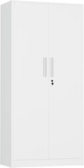 INTERGREAT Metal Storage Cabinet, 72" H Lockable Steel Cabinets with Locking Doors, Storage Locker with Adjustable Shelves for Office, Home, Garage, Gym, School (White)