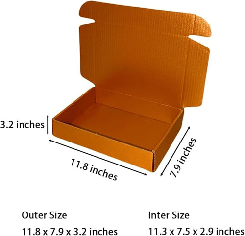 10 Pcs 11.8 x 7.9 x 3.2 inches Corrugated Cardboard Gift Boxes Recyclable Shipping Boxes for Mailing & Holidays, Wedding, Birthday, Gifts Packaging (Copper, 11.8 x 7.9 x 3.2")