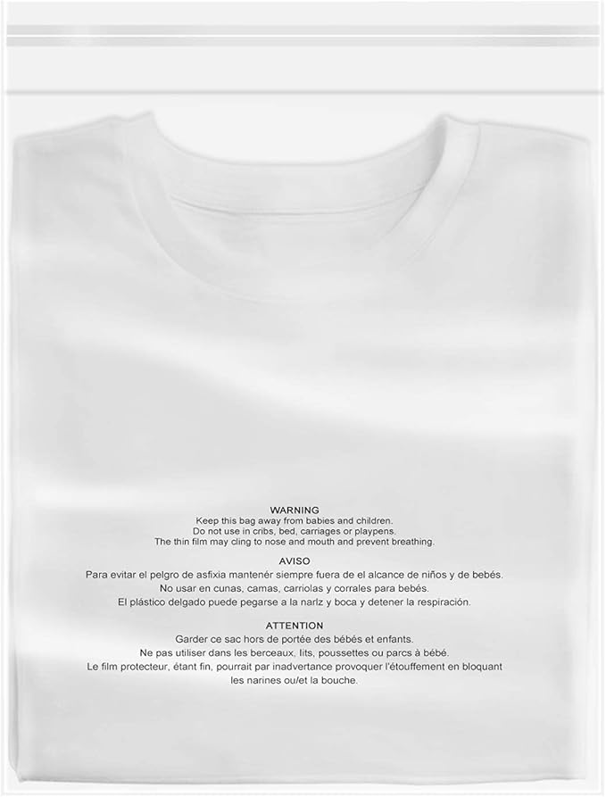 iMailer - 200 Count - 11" x 14" Clear Plastic Poly Bags with Suffocation Warning for Prints, Photos, Documents, Clothing, T-Shirt - Resealable Adhesive,Not Strong