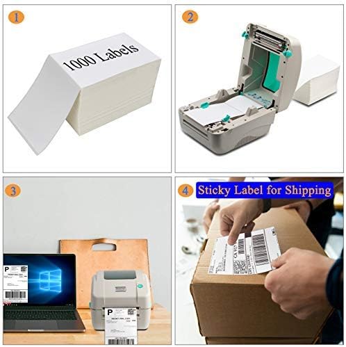 OausTect 4x6 Shipping Label 40000 Fanfold Labels for Rollo, Zebra Direct Thermal Printer, with Perforations - 40 Stack (40 Stack/40000 Labels)