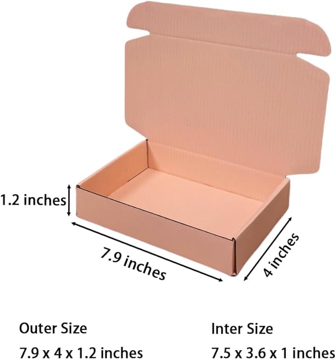 50 Pcs 7.9 x 4 x 1.2 inches Shipping Boxes for Small Business Cardboard Corrugated Mailer Boxes for Shipping Packaging Holidays Craft Gifts Phone Case Packaging (Powder Pink, 7.9 x 4 x 1.2")