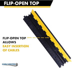 Kable Kontrol Atlas Heavy Duty Cable Protector Ramp - 2 Channel Bulk Wholesale Pallet - 10 Pcs - 40” Long Black & Yellow - 24,000 Lbs Capacity - Rubber Speed Bump Wire Protector Cord Cover - CP9987