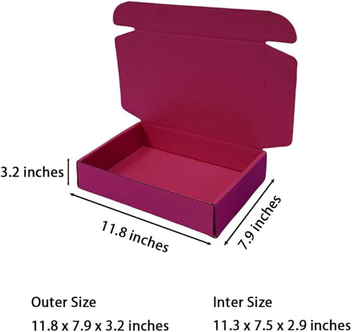 10 Pcs 11.8 x 7.9 x 3.2 inches Corrugated Cardboard Gift Boxes Recyclable Shipping Boxes for Mailing & Holidays, Wedding, Birthday, Gifts Packaging (Cranberry, 11.8 x 7.9 x 3.2")