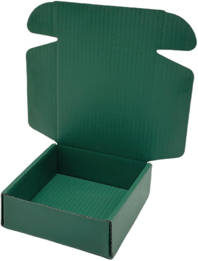 15 Pcs 6 x 6 x 2 inches Corrugated Cardboard Gift Boxes Recyclable Shipping Boxes for Mailing & Holidays, Wedding, Birthday, Gifts Packaging (Hunter Green, 6 x 6 x 2")