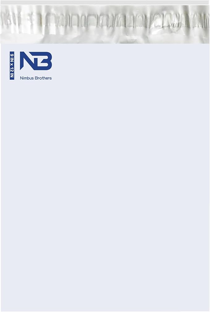 NB 9x12 Inch – 100 Pcs White Poly Mailers Strong Adhesive Self-Seal Shipping Envelopes, Tear & Water Resistant Packaging for E-Commerce and Small Business