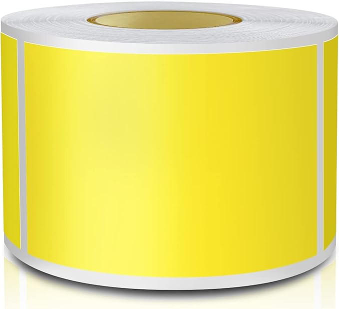 Yellow Rectangle Sticker Labels 3×2 Inch Vinyl Stickers Color Coding Name Tags Roll Removable Waterproof 300 per Dispenser Box