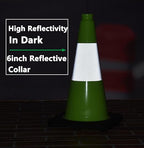 BESEA 8Pack 18" inch Traffic Cones Green Safety Cones PVC Construction Cones with 6 inch Reflective Collar for Home Driveway Road Parking Use(8 Cones)
