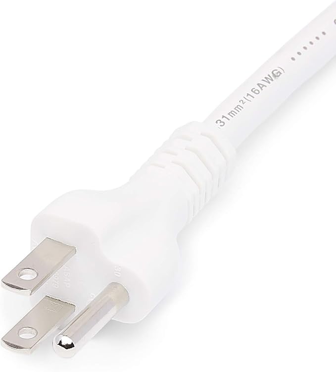 Amazon Basics Extension Cord, 20 Ft, 3 Prong Outlet Extender, Indoor Extension Cord, 13 Amps, 125V, White