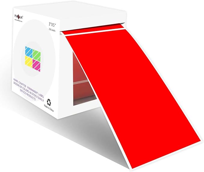 PARLAIM 3 X 5 Inch 250 Per Roll Rectangle Inventory Color Coding Labels,Roll Square Label Stickers for Home Red