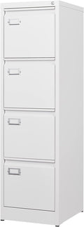 4 Drawer File Cabinet with Lock Metal Vertical File Storage Cabinet Office Home Steel Vertical File Cabinet for A4 Legal/Letter Size Narrow File Cabinet Locked,Assembly Required
